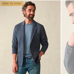 FAHERTY Inlet Knit Blazer in Deep Navy Melange